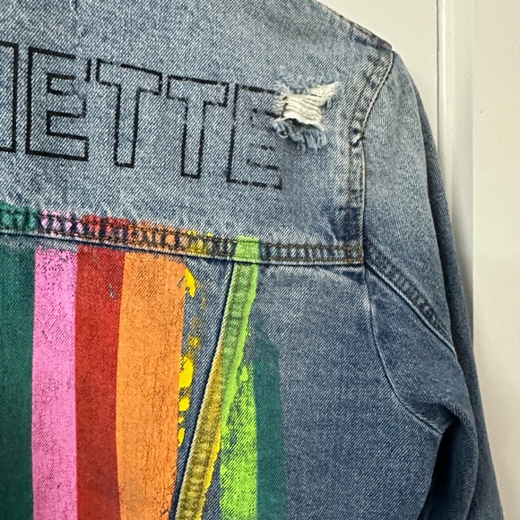 Judith March “Brunette” Distressed Rainbow Jean Jacket Small - Picture 10 of 10